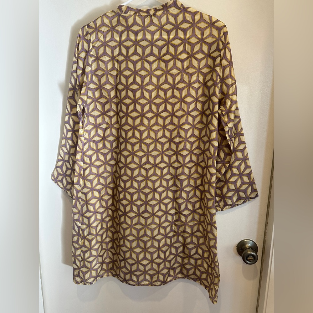 Roller Rabbit Geometric Patterned Dress in Purple and Gold - Picture 6 of 6